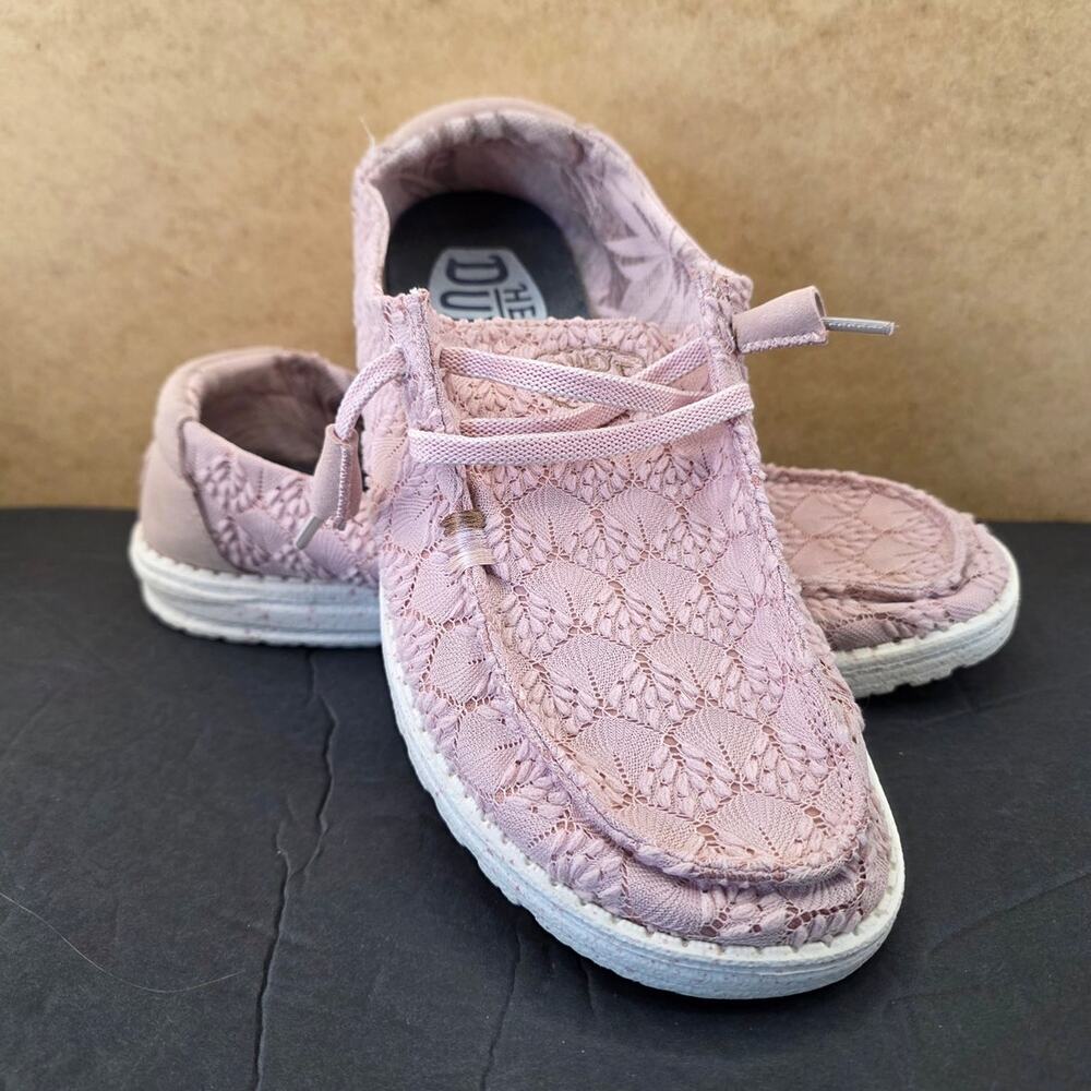 Hey Dude Women's Light Pink Lace Slip-On Shoes